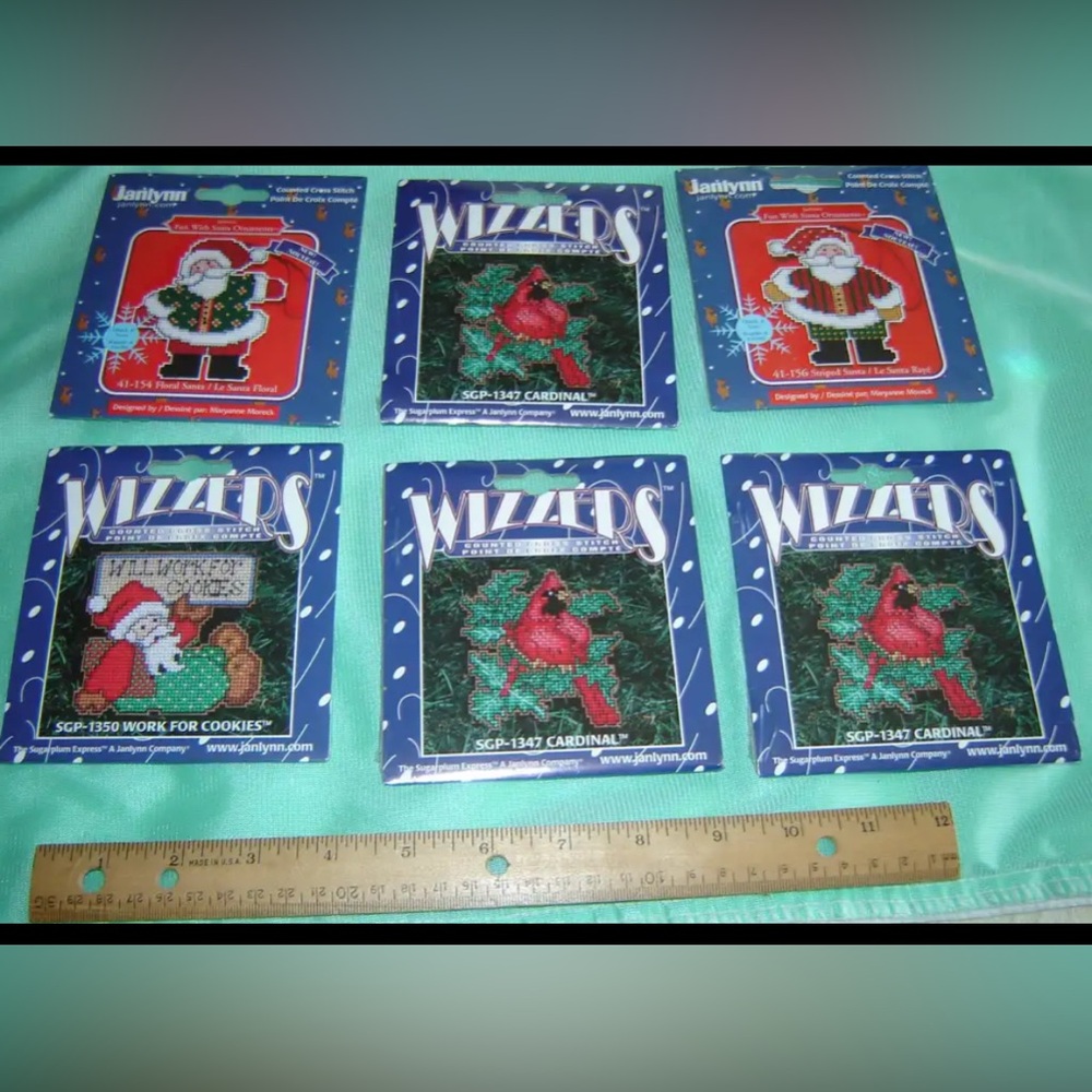 NWOT 6 Janlynn Cross Stitch Kits Christmas Ornaments 
New In Original Packaging